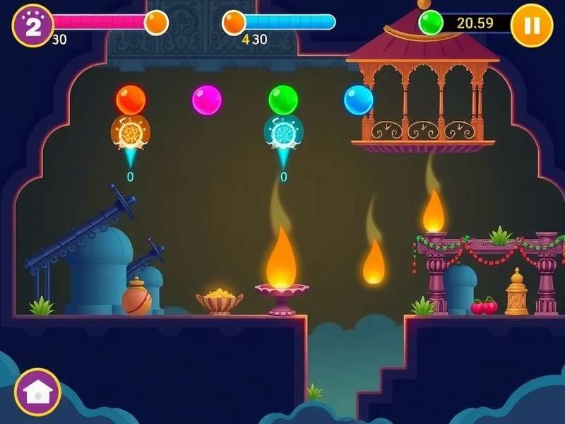 Heavenly Hold gameplay screenshot showing celestial orbs and obstacles